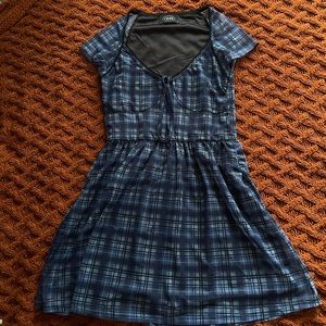 cider blue plaid dress size s